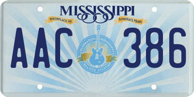 MS license plate AAC386