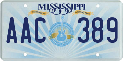 MS license plate AAC389