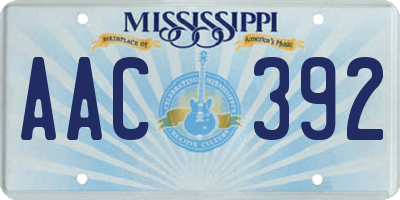 MS license plate AAC392