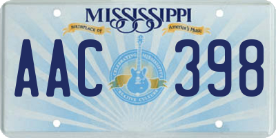 MS license plate AAC398