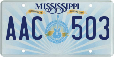 MS license plate AAC503