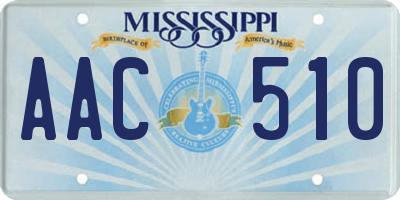 MS license plate AAC510