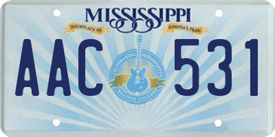 MS license plate AAC531