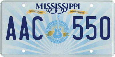 MS license plate AAC550