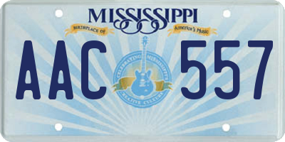 MS license plate AAC557