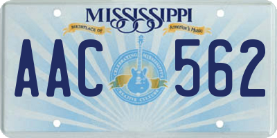 MS license plate AAC562