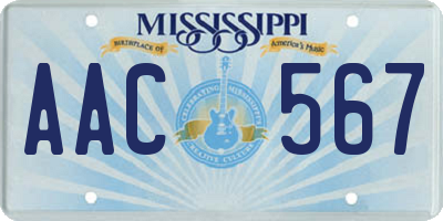 MS license plate AAC567