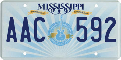 MS license plate AAC592