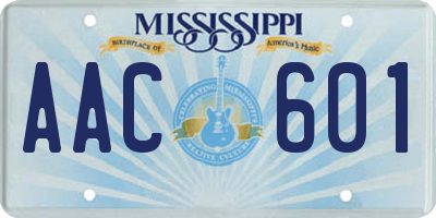 MS license plate AAC601