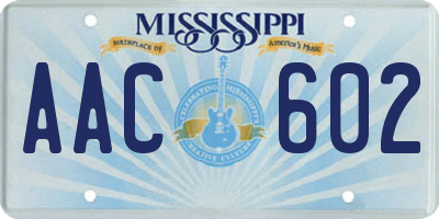 MS license plate AAC602