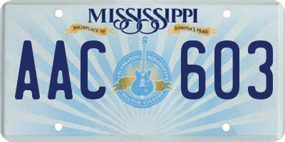 MS license plate AAC603