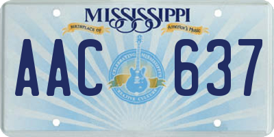 MS license plate AAC637