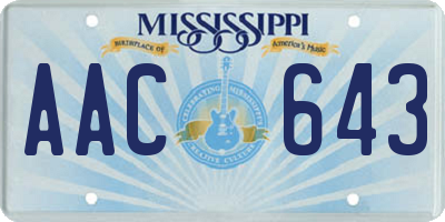 MS license plate AAC643