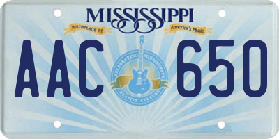 MS license plate AAC650