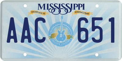 MS license plate AAC651