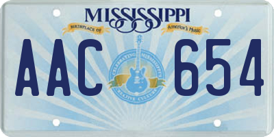 MS license plate AAC654