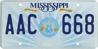 MS license plate AAC668