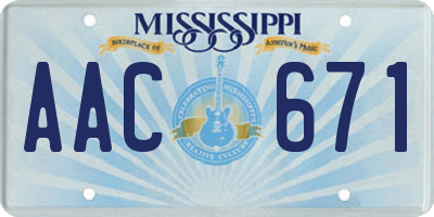 MS license plate AAC671