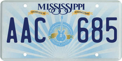 MS license plate AAC685