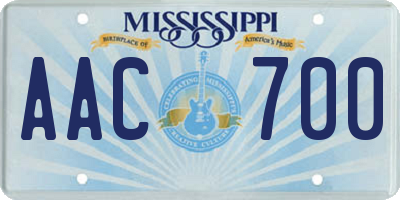 MS license plate AAC700