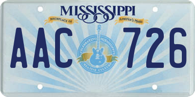 MS license plate AAC726