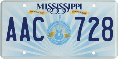 MS license plate AAC728