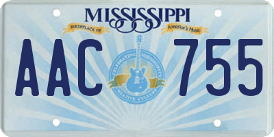 MS license plate AAC755