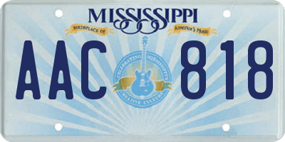 MS license plate AAC818