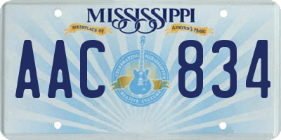 MS license plate AAC834