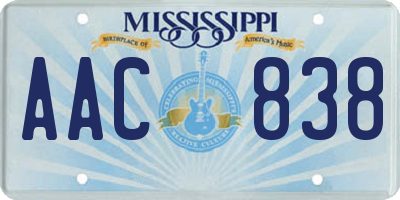 MS license plate AAC838
