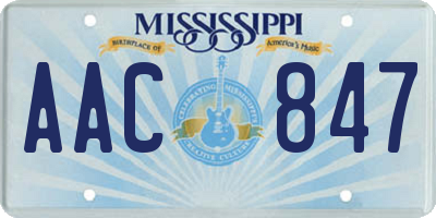 MS license plate AAC847