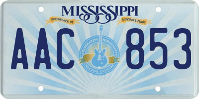 MS license plate AAC853