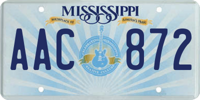 MS license plate AAC872