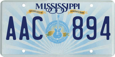 MS license plate AAC894