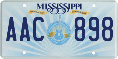 MS license plate AAC898
