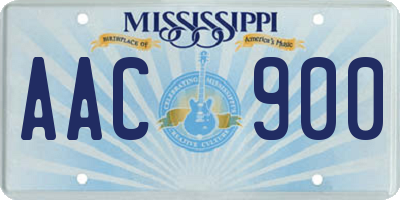 MS license plate AAC900