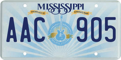MS license plate AAC905