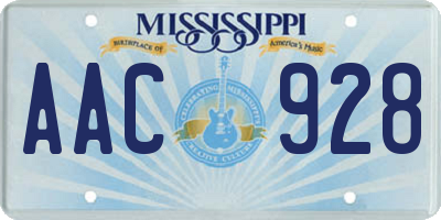 MS license plate AAC928