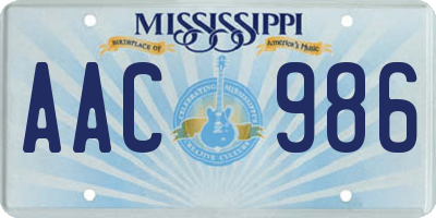 MS license plate AAC986