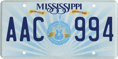 MS license plate AAC994