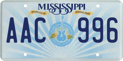 MS license plate AAC996