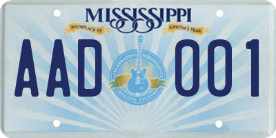 MS license plate AAD001