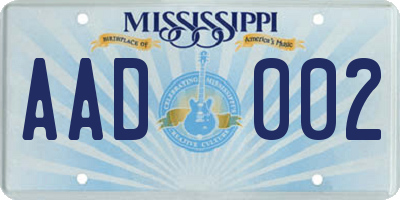 MS license plate AAD002