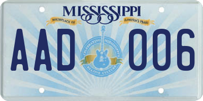 MS license plate AAD006