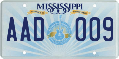 MS license plate AAD009