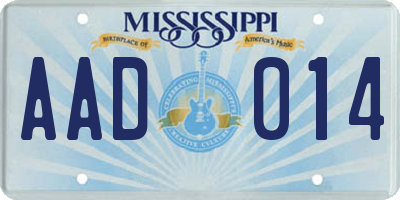 MS license plate AAD014