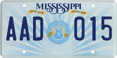 MS license plate AAD015