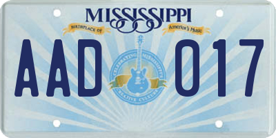 MS license plate AAD017