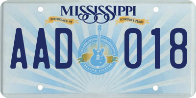 MS license plate AAD018