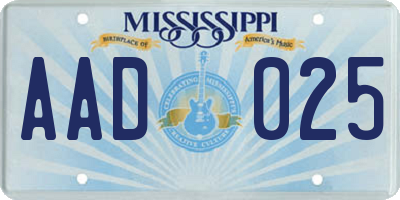 MS license plate AAD025